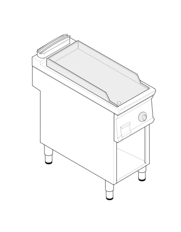 Fry top elettrico su vano aperto, 3,9 kw, piastra singola liscia cromata spazzolata - zona di cottura cm 35,3x56,4 - cm 40x70x90