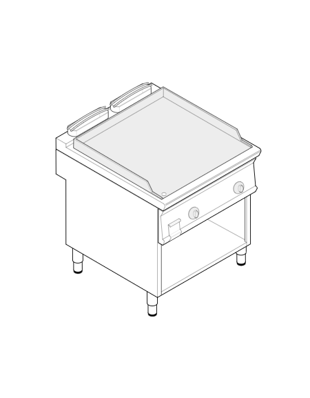 Fry top elettrico su vano aperto, 7,8 kw, piastra doppia liscia cromata spazzolata - zona di cottura cm 74,8x56,4 - cm 80x70x90h