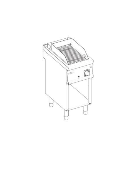 Griglia elettrica a contatto con acqua su vano aperto, superficie di cottura cm 26,8x44,7 - potenza 4,1 Kw - cm 40x70x90h