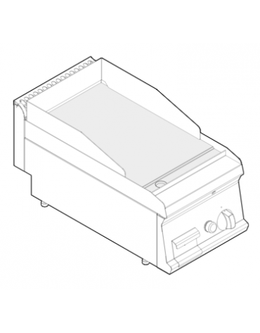 Fry top a gas da banco, 7 kw, piastra singola liscia cromata spazzolata - zona di cottura cm 34,6x56,4 - cm 35x70x28h