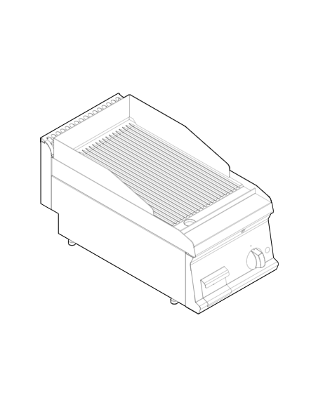 Fry top elettrico da banco, 3,9 kw, piastra singola rigata cromata spazzolata - zona di cottura cm 34,6x56,4 - cm 35x70x28h