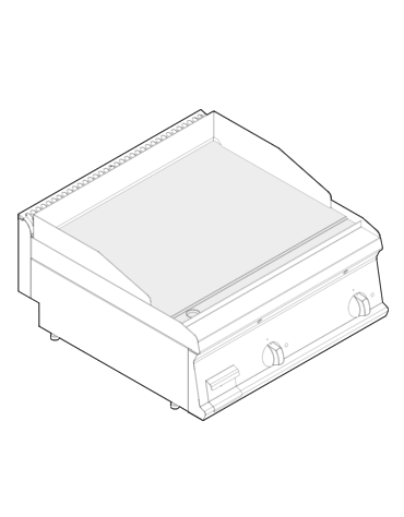 Fry top elettrico da banco, 7,8 kw, piastra doppia liscia cromata spazzolata - zona di cottura cm 69,6x56,4 - cm 70x70x28h