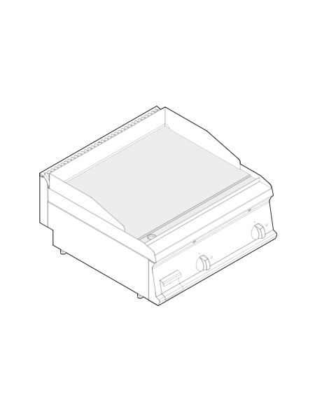 Fry top elettrico da banco, 7,8 kw, piastra doppia liscia cromata spazzolata - zona di cottura cm 69,6x56,4 - cm 70x70x28h