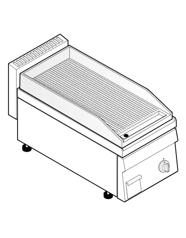 Fry top elettrico da banco, trifase 3,9 kw, piastra singola rigata cromata spazzolata - zona cottura cm 34,6x56,4 - cm 35x65x28h