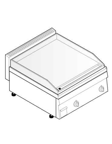 Fry top elettrico da banco, trifase 7,8 kw, piastra doppia liscia cromata spazzolata - zona cottura cm 69,6x56,4 - cm 70x65x28h