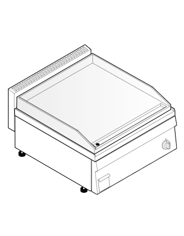 Fry top elettrico da banco, monofase 6 kw, piastra doppia liscia cromata spazzolata - zona cottura cm 69,6x56,4 - cm 70x65x28h