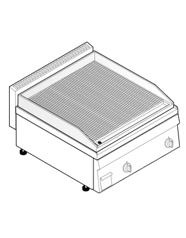 Fry top elettrico da banco, trifase 7,8 kw, piastra doppia rigata cromata spazzolata - zona cottura cm 69,6x56,4 - cm 70x65x28h