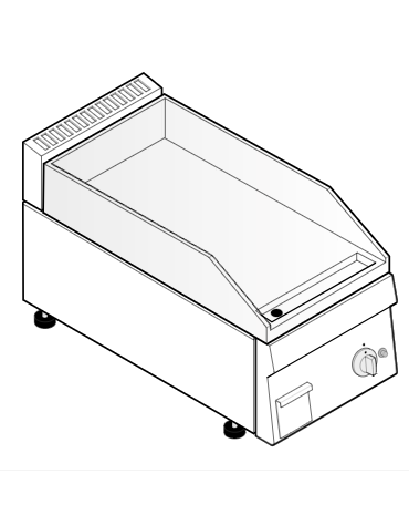 Fry top a gas da banco, 4 kw, piastra singola liscia cromata spazzolata - zona di cottura cm 34,6x52 - cm 35x60x30h