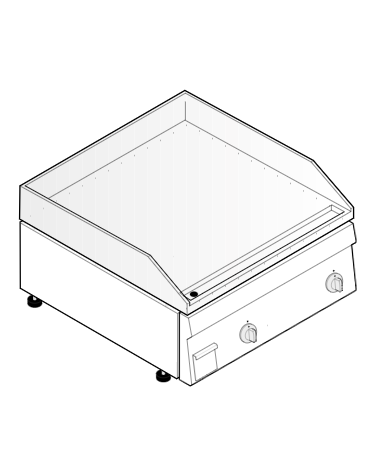 Fry top elettrico da banco, trifase 7,8 kw, piastra doppia liscia cromata spazzolata - zona cottura cm 69,6x56,4 - cm 70x60x30h