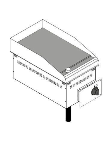 Fry top elettrico monofase -3.9kw da incasso, piastra liscia cromata spazzolata - sup. di cottura cm 34,6x56,4  - cm 35x60x26,6h