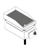 Fry top elettrico monofase -3.9kw da incasso, piastra rigata cromata spazzolata - sup. di cottura cm 34,6x56,4  - cm 35x60x26,6h