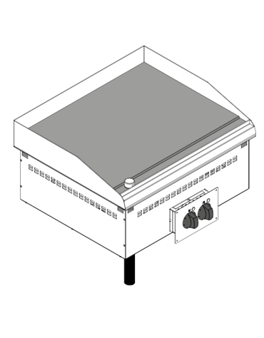 Fry top elettrico monofase-6 kw da incasso, piastra doppia liscia cromata spazzolata - sup. cottura cm 69,6x56,4 - cm 70x60x26,6