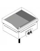 Fry top elettrico monofase 6 kw da incasso, piastra 2/3 liscia e 1/3 rigata cromata spazzolata - cm 70x60x26,6h