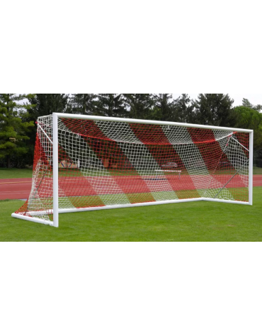 Coppia porte calcio regolamentari in alluminio, sezione ovale mm 120×100, modello mobile con base a sezione ovale, traversa inte