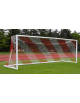 Coppia porte calcio regolamentari in alluminio, sezione ovale mm 120×100, mobile con base a sezione ovale, traversa intera