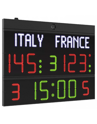 Tabellone elettronico multisport, nomi squadre programmabili - dimensioni cm 140x110 - via radio