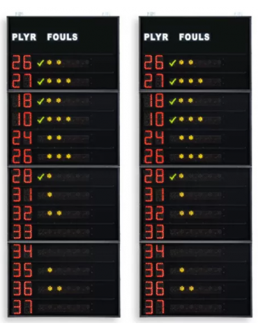 Coppia guanciale laterali, visualizzazione nr maglia di 14 giocatori (programmabili) e falli personali - cm 120x320