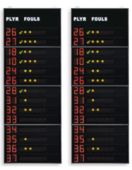 Coppia guanciale laterali, visualizzazione nr maglia di 14 giocatori (programmabili) e falli personali - cm 120x320