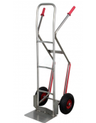 Carrello portacasse in acciaio inox  - 2 ruote pneumatiche e cerchio in acciaio con Ø cm 26 - cm 49x135h