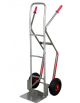 Carrello portacasse in acciaio inox - 2 ruote pneumatiche e cerchio in acciaio con Ø cm 26 - cm 49x65x135h