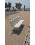 PANCHINA CON SCHIENALE IN CEMENTO CALCESTRUZZO PER ARREDO URBANO - COLORE BIANCO SABBIATO - CM 170X70X68H - Conforme ai CAM