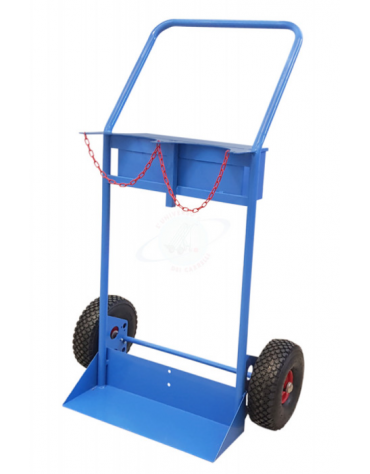 Portabombole biposto con cassetta lt 40/50 ruote pneumatiche - per bombole cm Ø25 - 2 ruote pneumatiche Ø cm 30 - cm 81x49x133,5