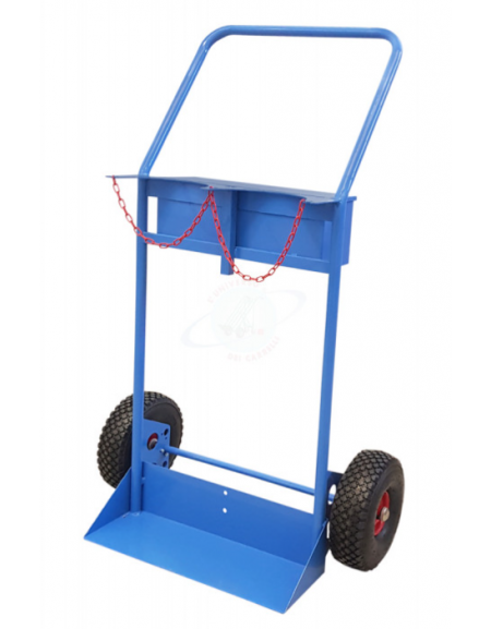 Portabombole biposto con cassetta lt 40/50 ruote pneumatiche - per bombole cm Ø25 - 2 ruote pneumatiche Ø cm 30 - cm 81x49x133,5