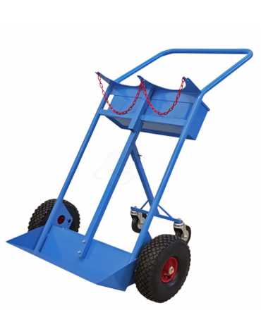 Portabombole biposto con cassetta lt. 40/50 trasformabile per bombole Ø cm 23 - 2 ruote pneumatiche Ø cm 30 - cm 81x49x133,5h
