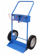 Carrello portabombole biposto da lt 40/50 per cantieri, con cassetta - 2 ruote Ø cm 40 in gomma piena - cm 79x50,5x133,5h