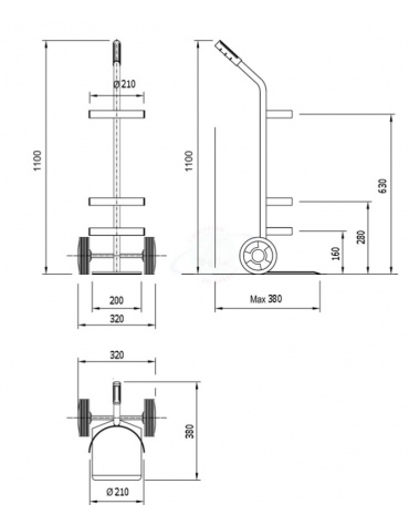 Portabombola lt.5/7 Per bombola Ø cm 16 - cm 32x38x110h