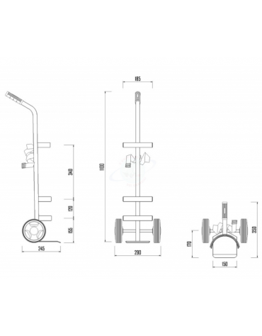 Portabombola lt. 10/14 per bombola Ø cm 16 - cm 29x35x110h