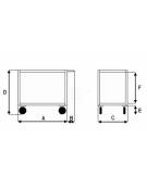 Carrello ufficio a 2 piani - 4 ruote girevoli alta silenziosità gomma Ø cm 12,5 - cm 50x80x85h