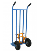 Carrello portacasse piastra grande con scaricafacile - 2 ruote antiforatura cerchio acciaio Ø cm 26 - cm 50x55X126