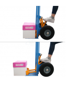 Carrello portacasse piastra grande con scaricafacile - 2 ruote antiforatura cerchio acciaio Ø cm 26 - cm 50x55X126