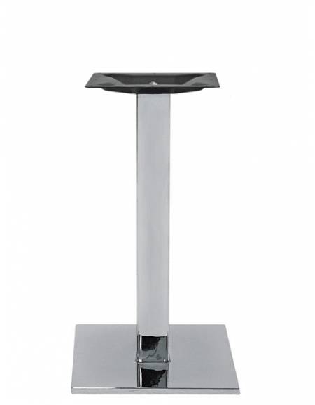 Base con struttura in acciaio inox cromato con piedini regolabili - Per piano quadrato - Base cm 40x40