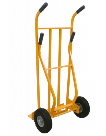 Carrello per corrieri a doppia impugnatura 2 ruote antiforatura cerchio acciaio Ø  cm 26 - cm 60x125