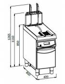 Friggitrice automatica a gas su mobile 1 Vasca lt. 23 - Con bruciatori ad infrarossi e sollevamento cesti automatico- Vasca a Y 