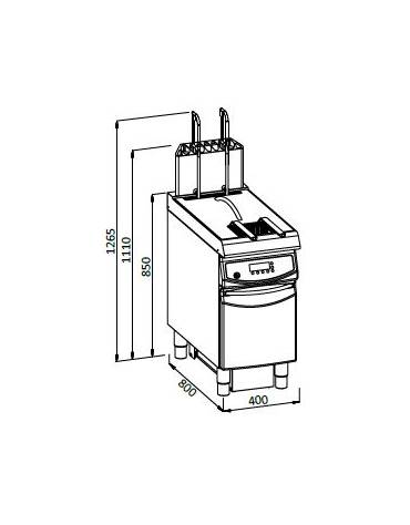 Friggitrice automatica a gas su mobile 1 Vasca lt. 23 - Con bruciatori ad infrarossi e sollevamento cesti automatico- Vasca a Y 