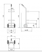 Portabombola lt. 5/7 per ambienti sanitari per bombole da ø cm 21 - 2 Ruote Antitraccia Grigie Ø150 - cm 32x38x110h