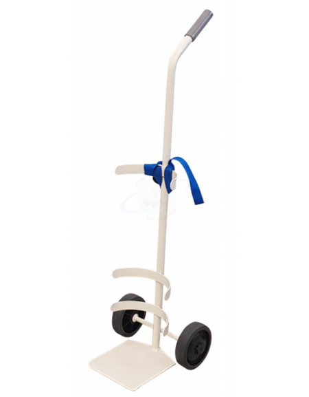 Portabombola per ambienti sanitari - per bombole da Ø cm 21 da lt 15/20 - 2 Ruote cm Ø15 Antitraccia Grigie - cm 32x38x110h