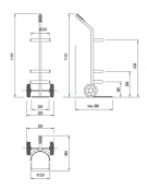 Portabombola lt. 15/20 per ambienti sanitari per bombole da ø cm 21 - 2 Ruote Antitraccia Grigie Ø150 - cm 32x38x110h