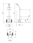 Portabombola lt. 10/14 per ambienti sanitari per bombole da ø cm 18 - 2 Ruote Antitraccia Grigie Ø150 - cm 29x32x110h