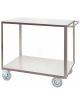 Carrello a 2 piani lisci in acciaio inox AISI 304 spessore 12/10 - Portata kg 300 - 4 ruote girevoli - piano cm 60x90