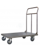 Carrello con pianale in lamiera 12/10, struttura acciaio alimentare AISI 304 - 4 ruote girevoli (2 con freno) - piano cm 50x80