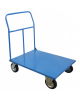 Carrello con pianale lamiera 20/10, alta manovrabilità - portata Kg500 - 4 ruote (2 fisse-2 girevoli) gomma piena - piano 70x100