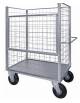 Carrello con pianale verniciato a 4 sponde,1 ribaltabile - 4 ruote Ø cm 26 girevoli antiforatura - cm 75x115x132h