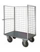 Carrello con pianale verniciato a 3 sponde - 4 ruote antiforatura Ø cm 26 (2fisse - 2 girevoli con freno) - cm 77,5x115x132h