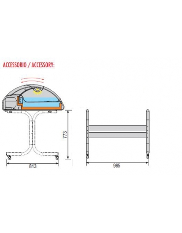 Vetrina refrigerata per pesce da banco per ristorante da cm. 90