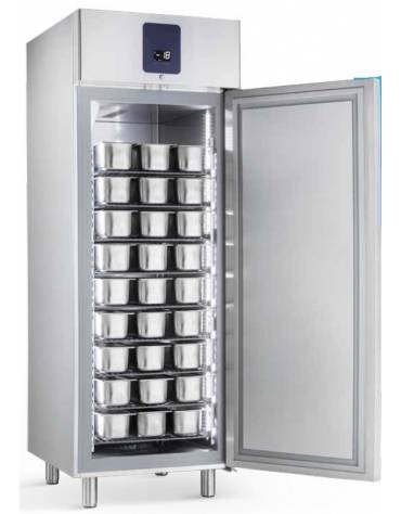 Armadio refrigerato GN2/1 ventilato con interni ed esterni in acciaio inox, 810x1040x2090h