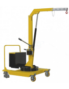 Carrello gru manuale girevole idraulica zavorrata Ruote (2 fisse, 2 girevoli con freno), portata Kg 200, sbraccio fino a cm 127